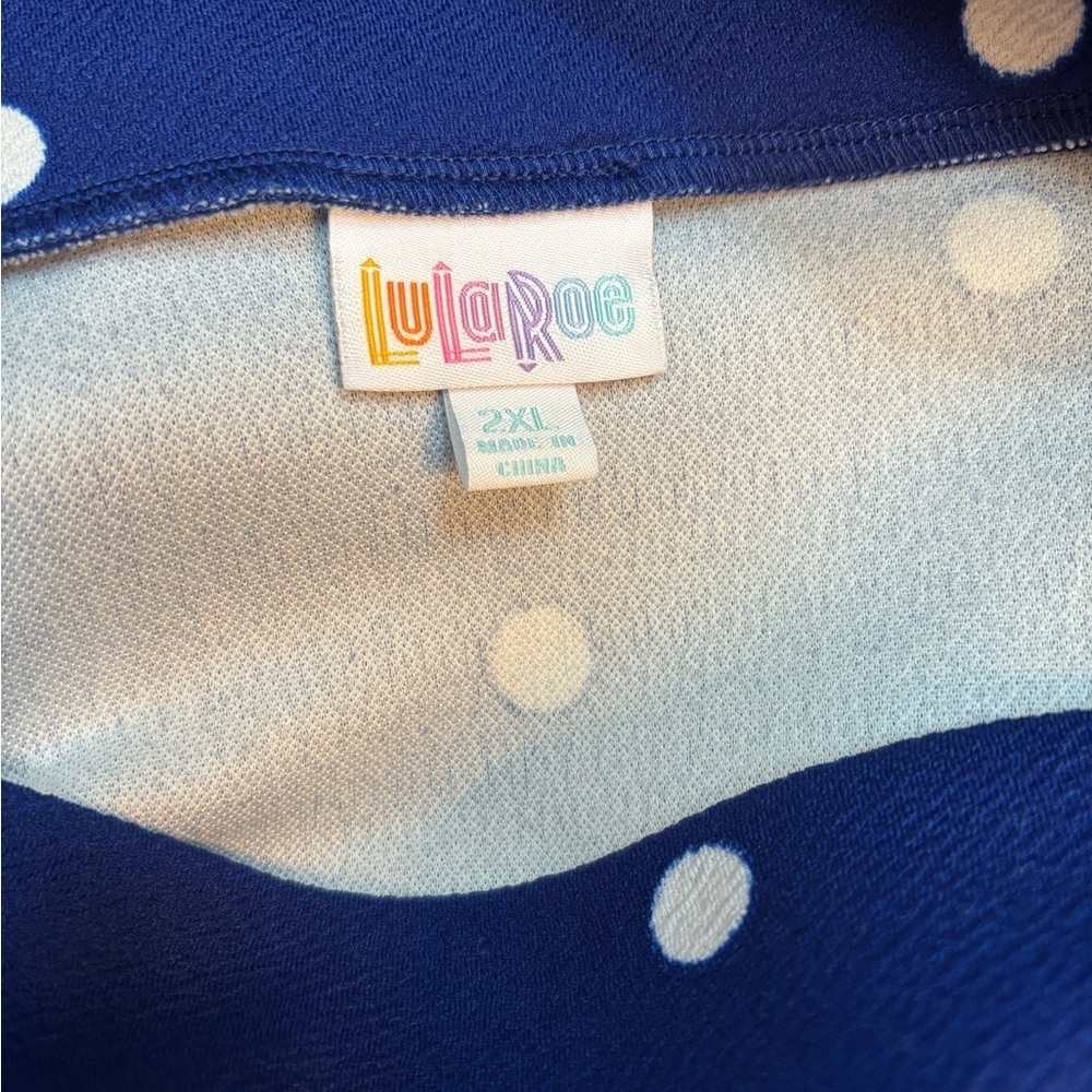 LuLaRoe Blue & White Polka Dot Skirt Flared Comfortable Wide Band Size 2XL - Picture 3 of 5